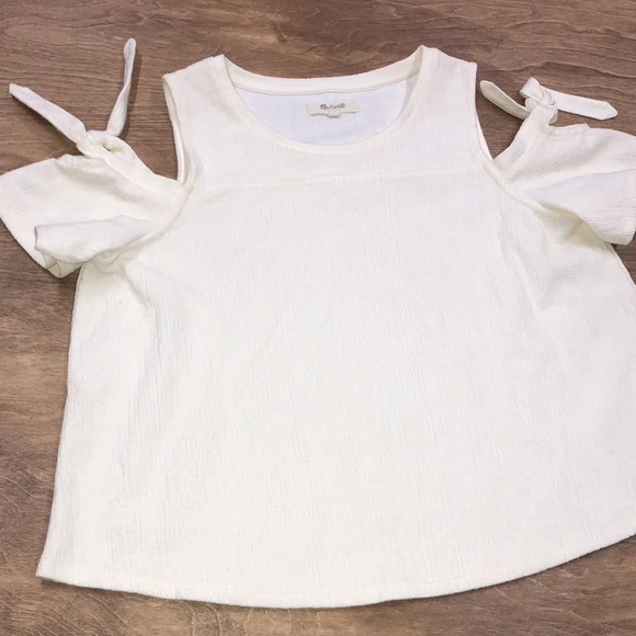 Madewell size small ivory cold shoulder top - Picture 7 of 10